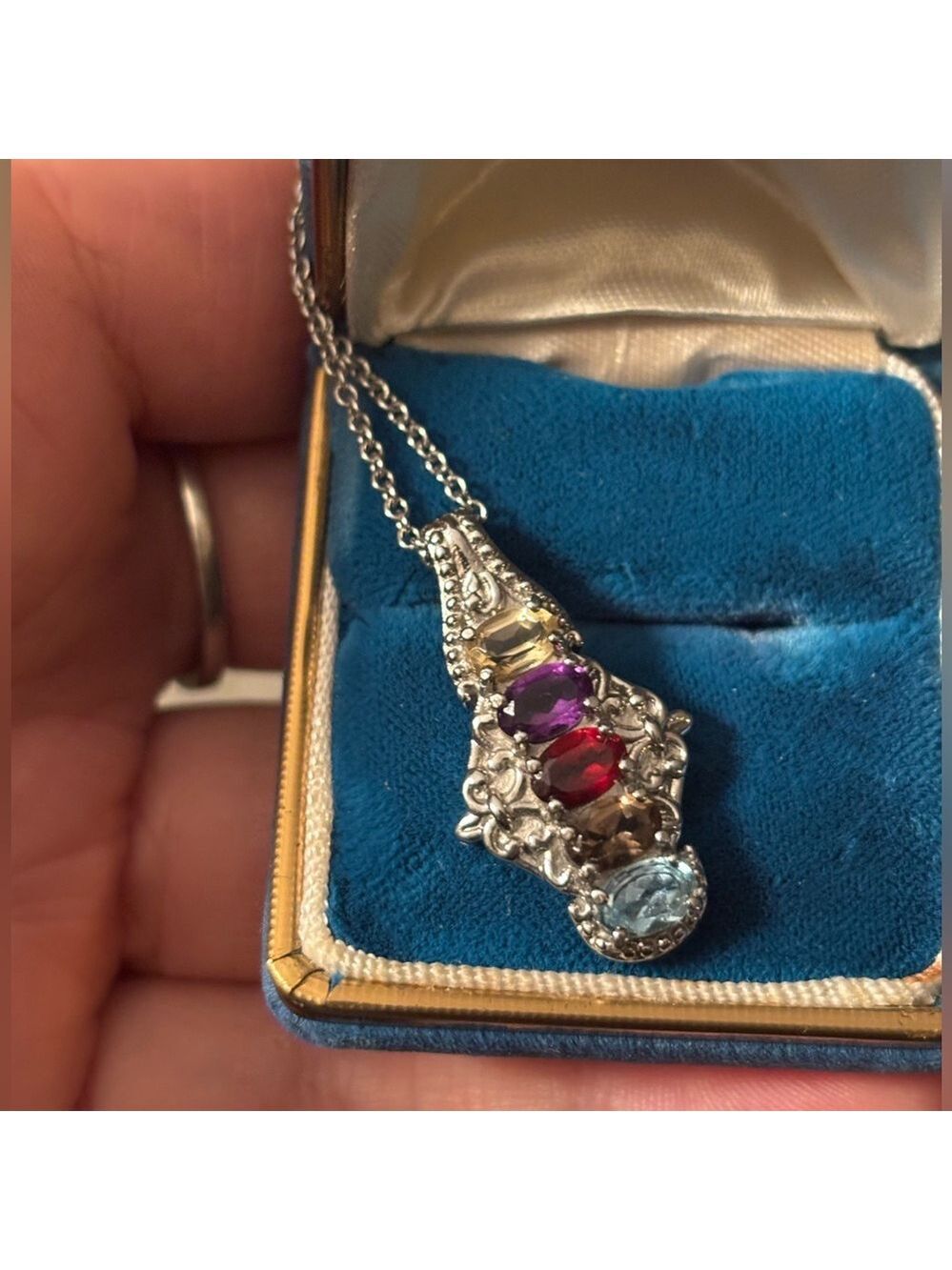 NWT EverTrue Multi Gemstone Chakra Rainbow 🌈 Pendant Necklace • 22in With Chain - Picture 12 of 13